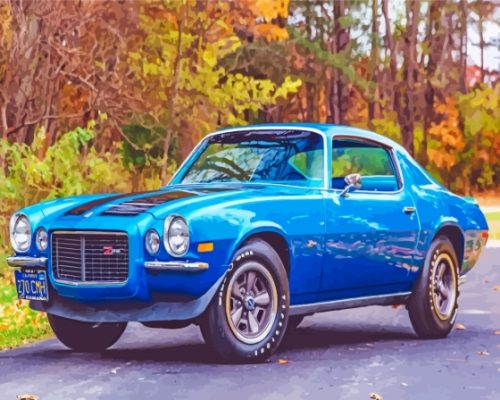 Cool 1970 Camaro Z28 Blue Paint By Numbers