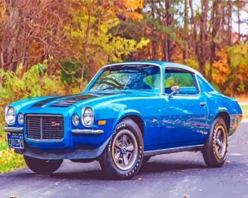 Cool 1970 Camaro Z28 Blue Paint By Numbers