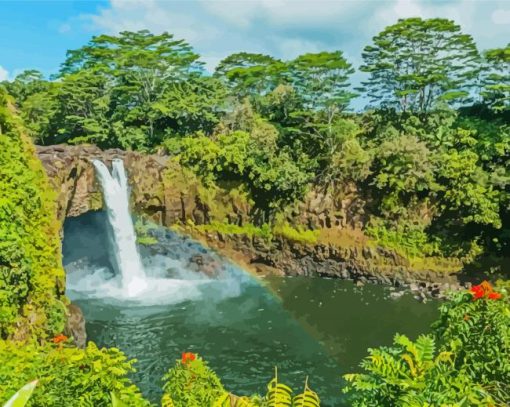 Cool Hawaii Waterfall Paint By Numbers