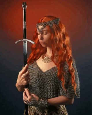 Gorgeous Redhead Sword Paint By Numbers