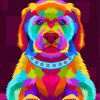 Illustration Colorful Puppy Paint By Numbers