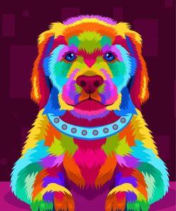 Illustration Colorful Puppy Paint By Numbers