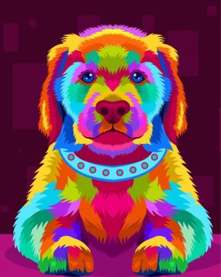 Illustration Colorful Puppy Paint By Numbers