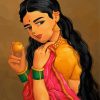 Indian Woman With Fruit Paint By Numbers