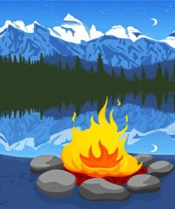 Mountain Campfire Paint By Numbers