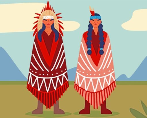 Old Indigenous Woman And Man Paint By Numbers