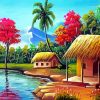 Peaceful Village Scene Paint By Numbers