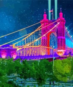 Pink Blink Bridge Cincinnati Paint By Numbers