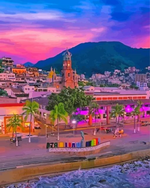 Puerto Vallarta City Paint By Numbers