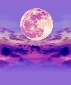 Purple Sky And Moon Paint By Numbers