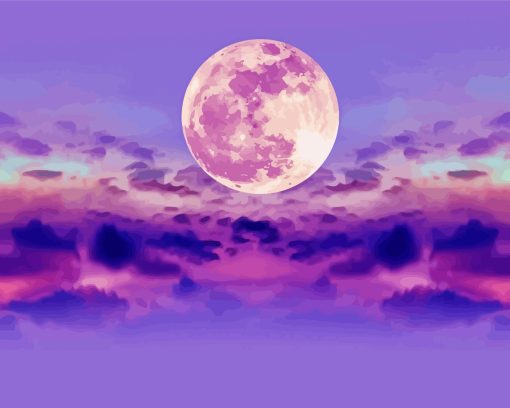 Purple Sky And Moon Paint By Numbers