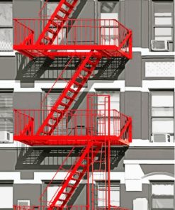 Red Fire Escape Paint By Numbers