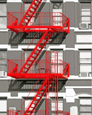 Red Fire Escape Paint By Numbers