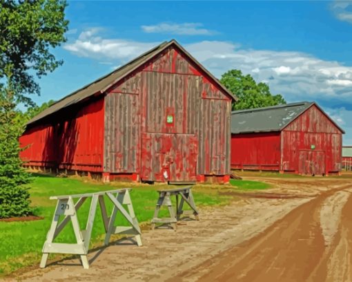 Tobacco Barns Paint By Numbers