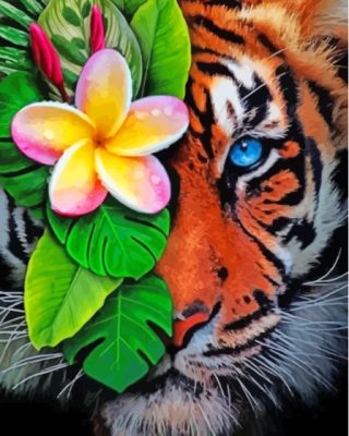 Tropical Floral Tiger Paint By Numbers