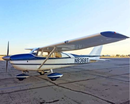 White And Blue Cessna 182 Plane Paint By Numbers