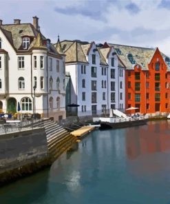 Alesund Town Buildings Paint By Numbers