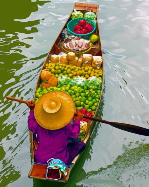 Bangkok Floating Market Paint By Numbers