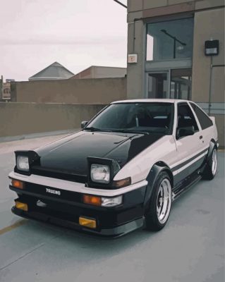 Black And White Toyota Ae86 Trueno Car Paint By Numbers