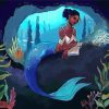 Black Mermaid Reading Book Paint By Numbers