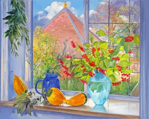 Blooming Garden Window Paint By Numbers