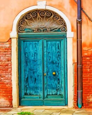 Blue Old Italian Door Paint By Numbers