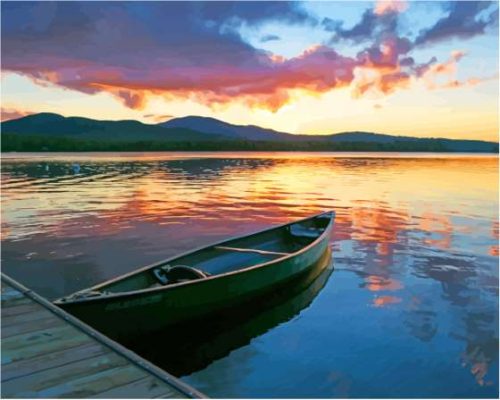 Boat In Moosehead Lake Maine Paint By Numbers