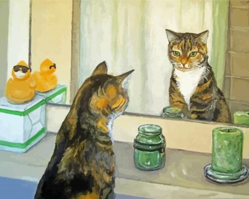 Cat In The Mirror Paint By Numbers