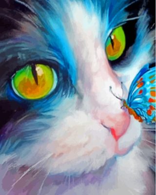 Cat With Butterfly On Nose Paint By Numbers