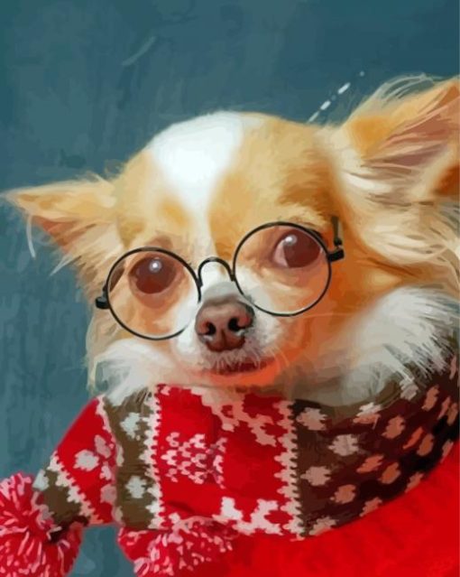 Chihuahua Dog With Glasses Paint By Numbers