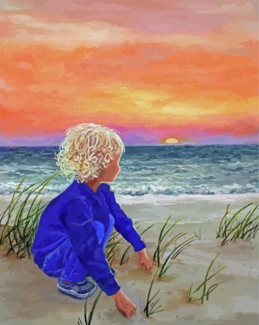 Child On Beach Paint By Numbers