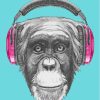 Chimp With Pink Headphones Paint By Numbers