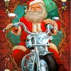 Christmas Santa With Motorcycle Paint By Numbers