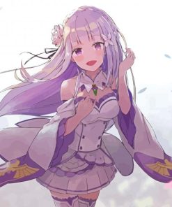 Cute Emilia Re Zero Character Paint By Numbers