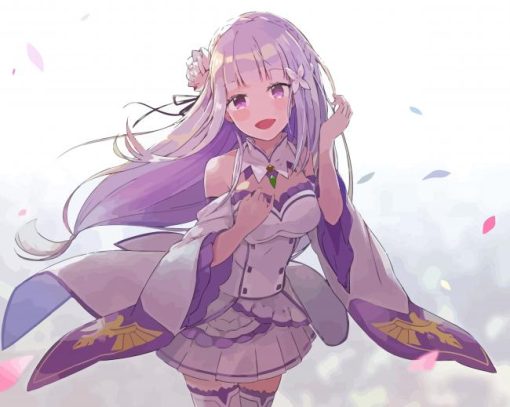 Cute Emilia Re Zero Character Paint By Numbers