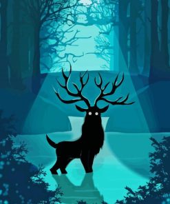 Deer In Moonlight Silhouette Paint By Numbers