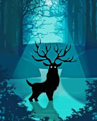 Deer In Moonlight Silhouette Paint By Numbers