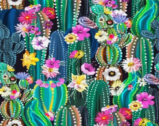 Floral Abstract Cactus Paint By Numbers