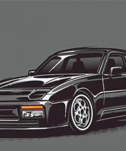 Illustration Black Porsche 944 Car Paint By Numbers