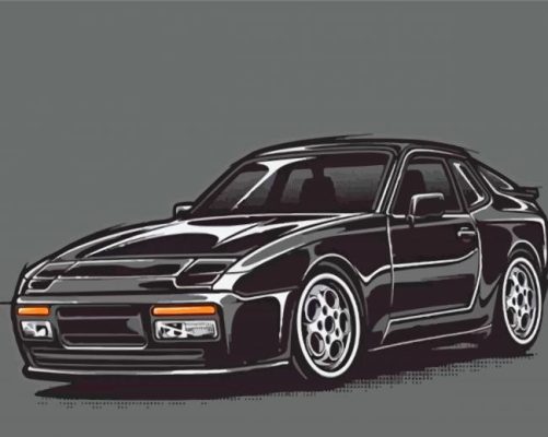 Illustration Black Porsche 944 Car Paint By Numbers