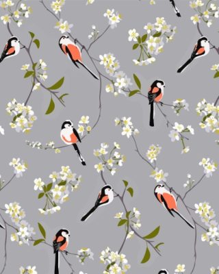 Illustration Blossom And Birds Paint By Numbers