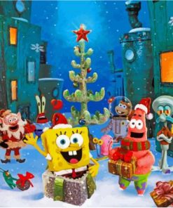 Its A SpongeBob Christmas Cartoon Paint By Numbers