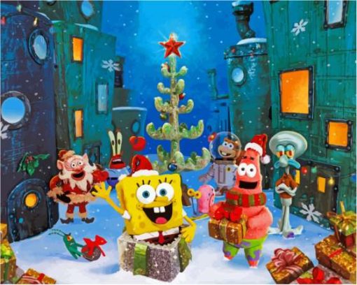 Its A SpongeBob Christmas Cartoon Paint By Numbers