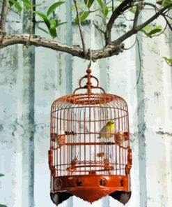 Lonely Caged Bird Paint By Numbers