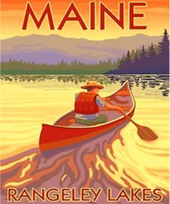 Man In Boat At Rangeley Lake Maine Poster Paint By Numbers