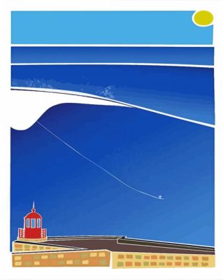 Nazare Portugal Waves Illustrated Poster Paint By Numbers