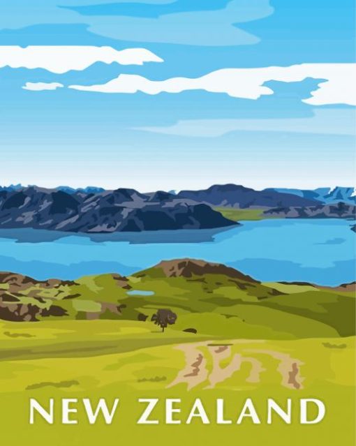 New Zealand Lake Wanaka Poster Paint By Numbers