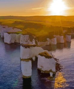 Old Harry Rocks At Sunset Paint By Numbers