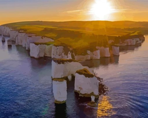 Old Harry Rocks At Sunset Paint By Numbers