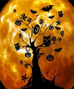 Orange Moon Silhouette Paint By Numbers